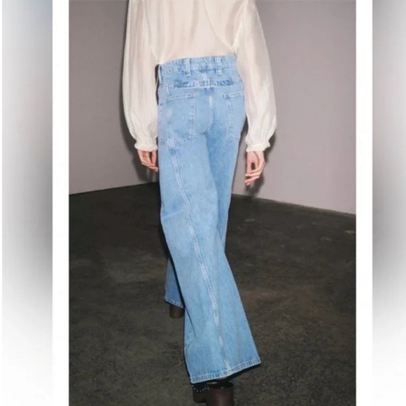 Zara Light Blue high rise bootcut leg full length - Picture 2 of 12